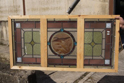 Arts and Crafts Leaded Glass Bird Window