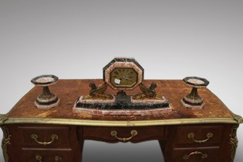 Stunning Art Deco 3 Piece Egyptian Revival Clock Set