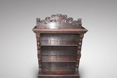 Great Quality Oak Carved Open Bookcase