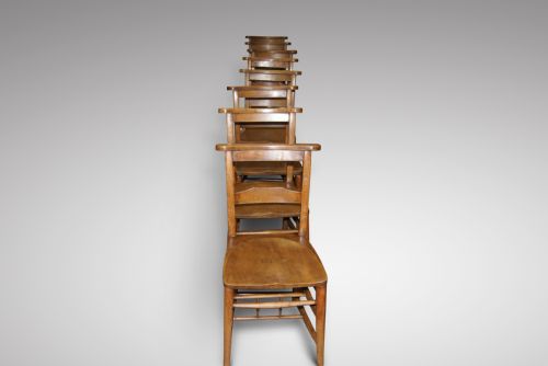 Great Set of 8 Elm and Beach Chairs
