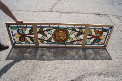 Very Good Antique Flower Window in the Art Nouveau Style