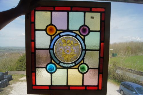 Fantastic Victorian Hand Painted Leaded Glass Window (2 Available)