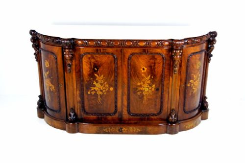 A Fine Figured Walnut Victorian Marble Top Credenza