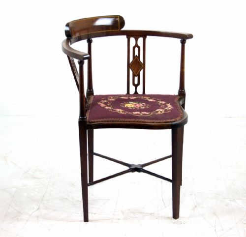 Pretty Inlaid Edwardian Corner Chair