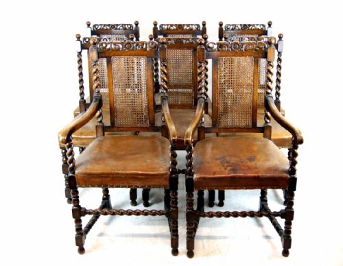 A Set of Eight Stunning Carolean Style Oak Chairs