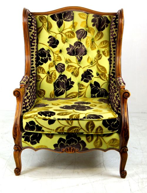 A Good French  Upholstered Wing Chair