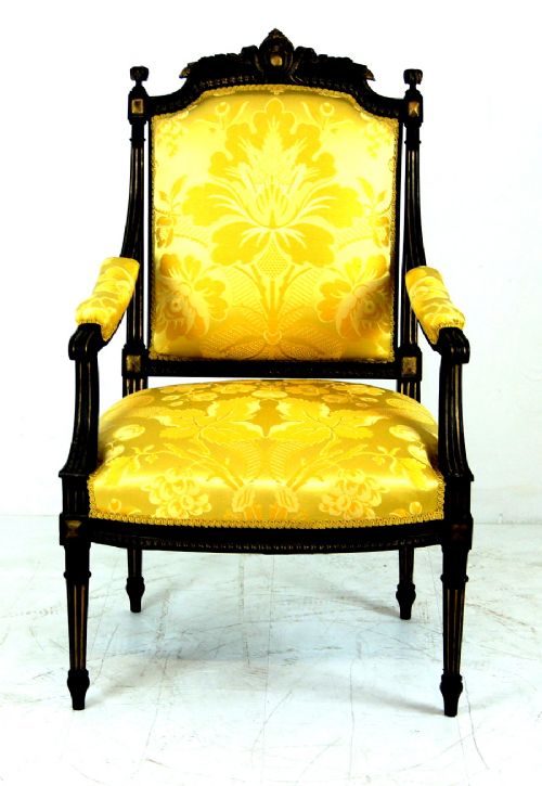 A Painted French Open Arm Chair