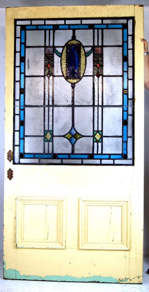 A Large Leaded Glass Door of Immense Proportions