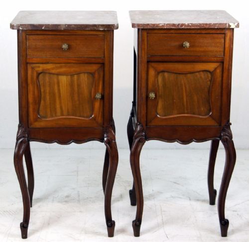 Pair of French Louis XV Style Mahogany Bedside Cabinets