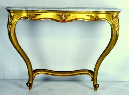 A Good French Marble Top Gilded Consul Table