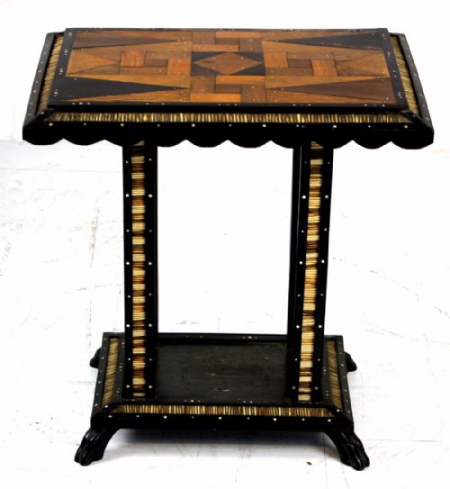 A Very Unusual Quilt Work Table with Amboyna Trim