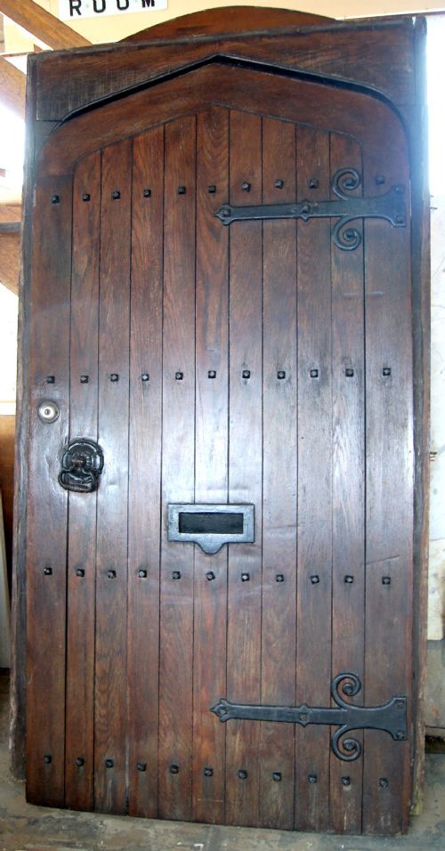 Very Good Solid Oak Arched Door with Frame