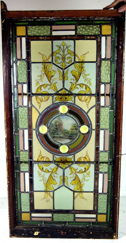 A Victorian Painted Scene Window in Great Condition