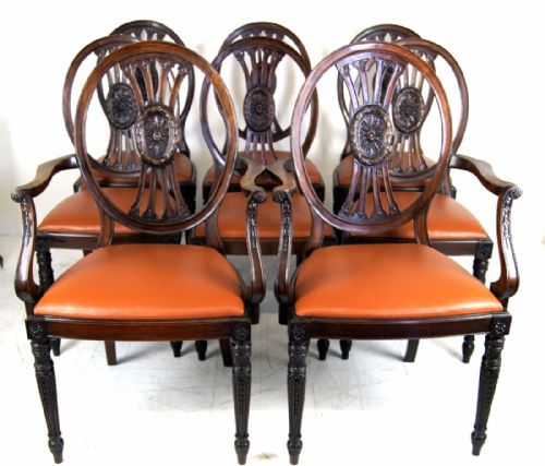 A Good Set of 8 (6+2) Edwardian Mahogany Dining Chairs