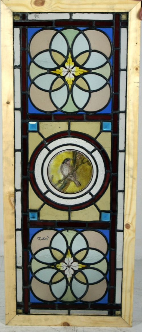 One of Four Wonderful Painted Bird Windows in Great Condition