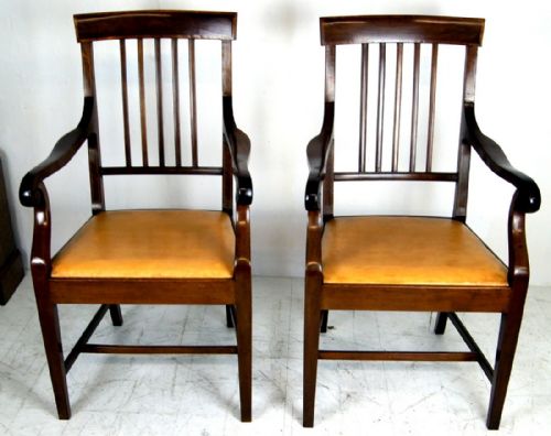 A Substantial Pair of Georgian Style Inlaid Mahogany Arm Chairs