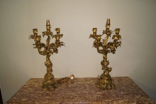 Magnificent Pair of Ormolu French Lamps