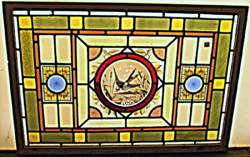 A Stunning Victorian Painted Bird Window