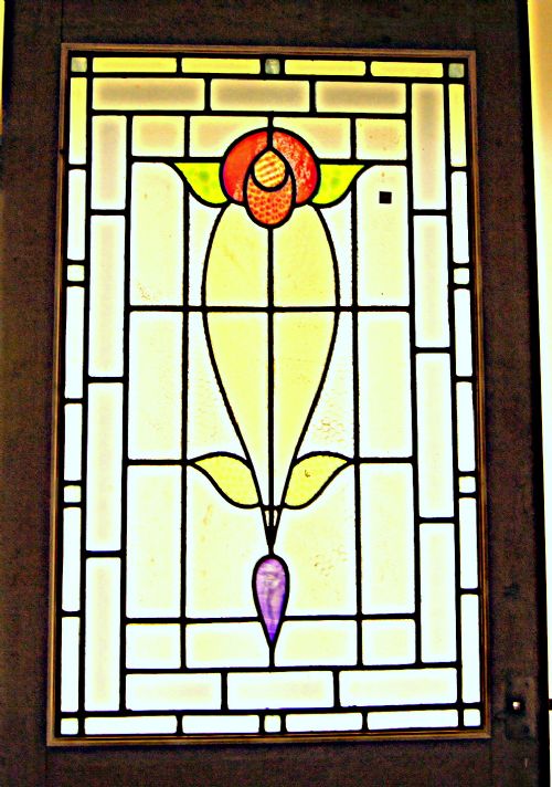 A Good Leaded Glass Pine Door Circa 1920