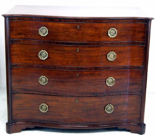 Truly Wonderful Serpentine Regency Mahogany Chest of Drawers