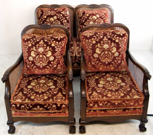 A Very Attractive Mahogany Bergere Claw and Ball Petite 3 Piece Suite