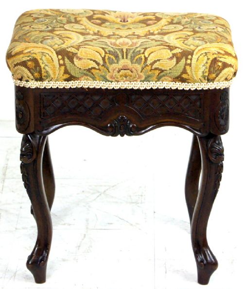 A Good and Unusual Mahogany Height Adjustable Patented Piano Stool