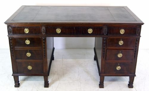 A Fantastic Solid Mahogany Edwardian Knee Hole Desk