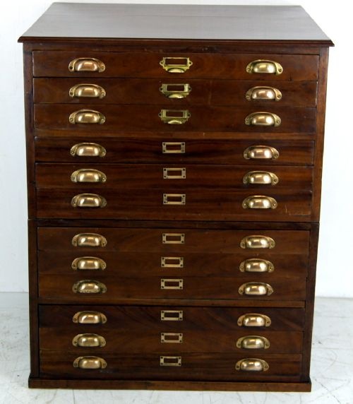 A Good 12 Drawer Plan/architects Chest in Solid Mahogany
