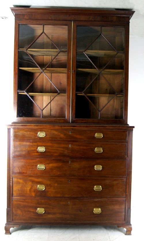 A Very Impressive Late Georgian Mahogany Secretaire Bookcase