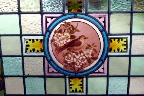A Magnificent Painted Victorian Bird Window