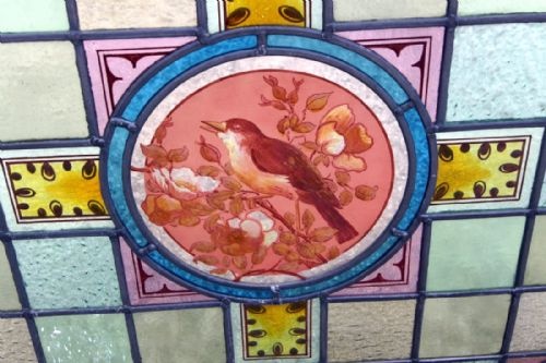 A Magnificent Painted Victorian Bird Window