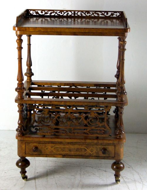 A Burr Walnut Inlaid Victorian Canterbury
