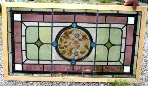 A Good Victorian Painted Leaded Glass Window