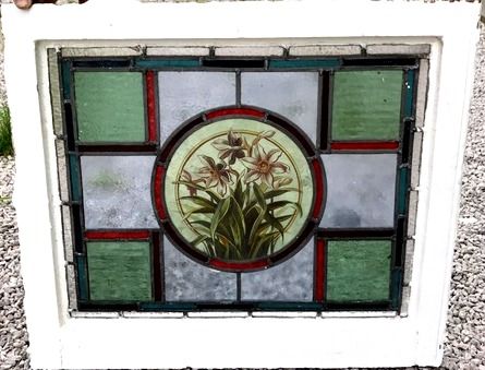 A Good Antique Painted Flower Window