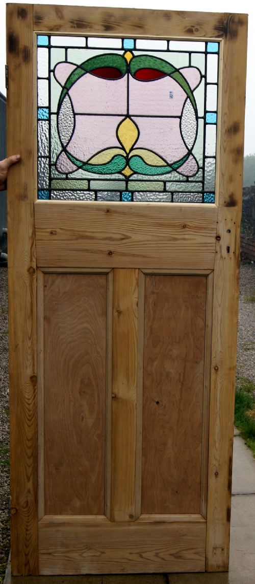 Leaded Glass Stripped Pine Door