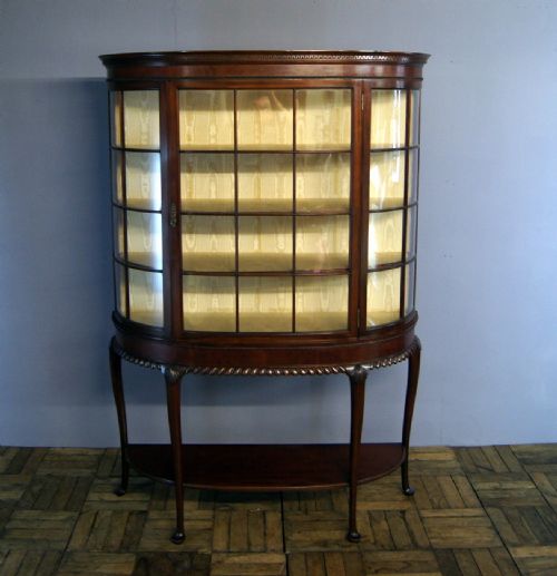 An Elegant Edwardian Bow Fronted Mahogany Display Cabinet