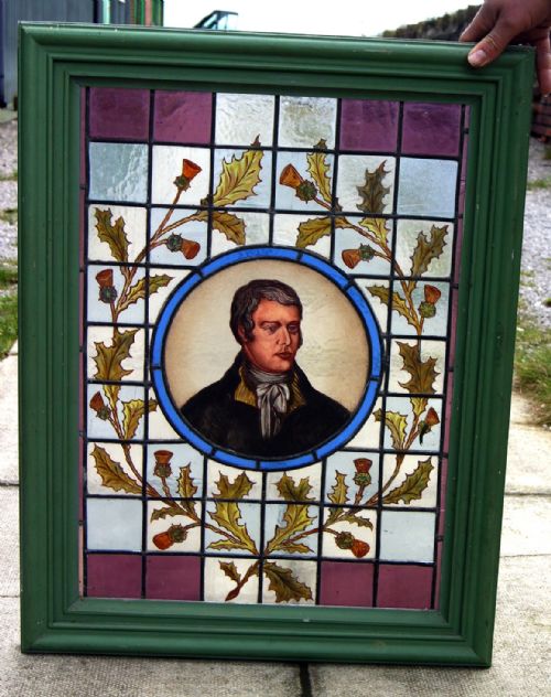 A Rare Portrait Stained and Leaded Glass of Rabbie Burns