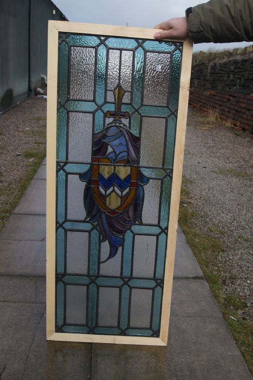 A Very Good Pair of Heraldic Leaded Glass Windows