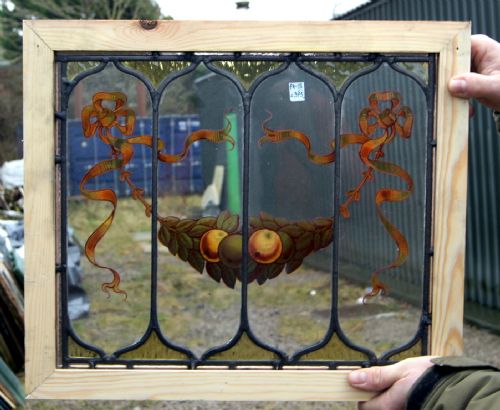 A Good Painted Fruit Window with Swags