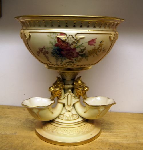 A Large Royal Worcester Blush Ivory Centre Piece