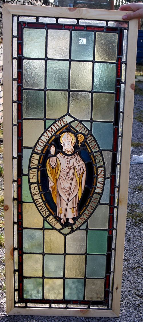 A Large Painted Stained Glass Window
