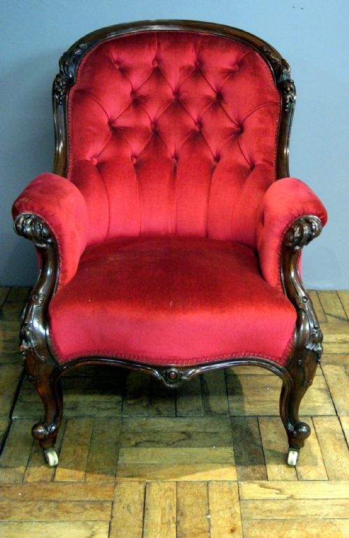 A Very Good Quality Victorian Rosewood Upholstered Armchair