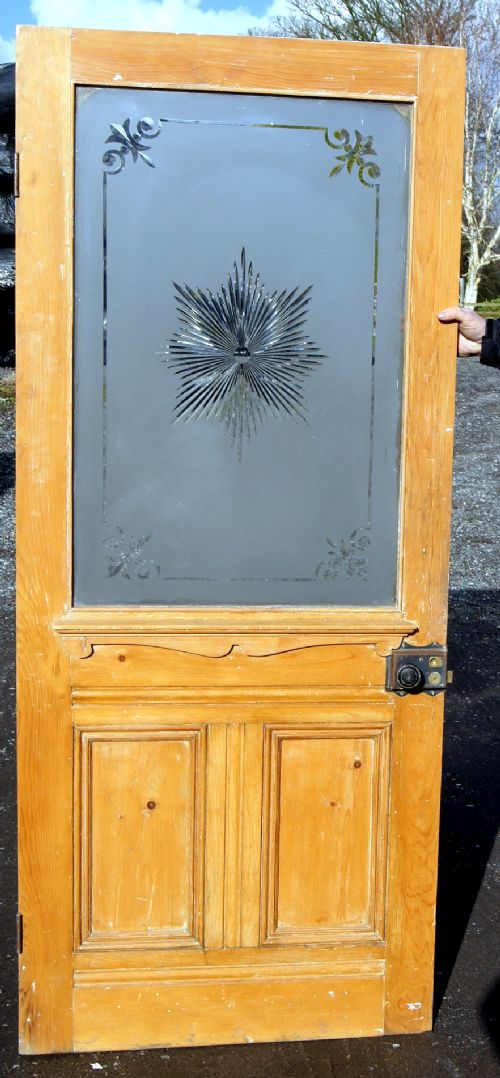 A Great Antique Etched Solid Door