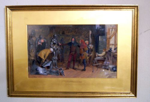 A Very Fine Detailed Watercolour by Valentine Walter Bromley 'A Visit to the Armoury'