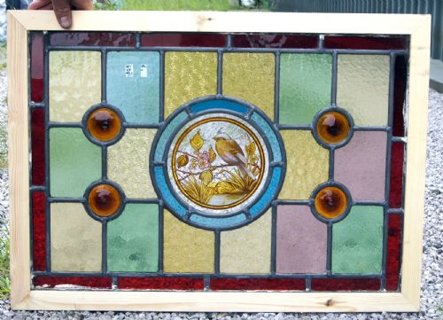 A Good Late Victorian Painted Window of a Bird in Flight