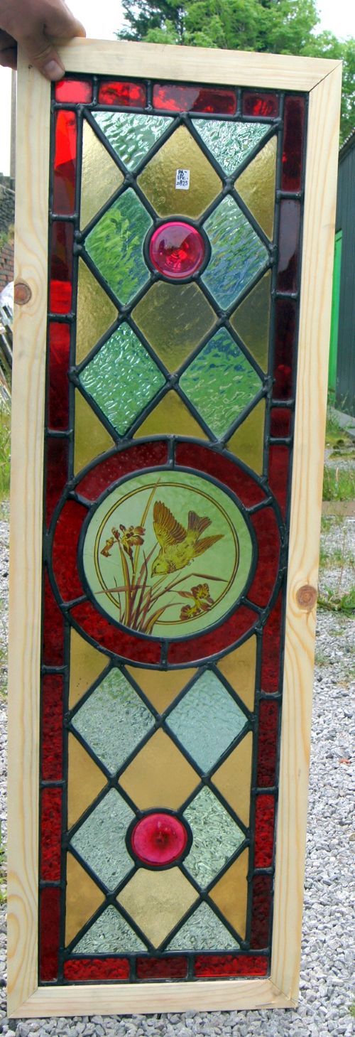 A Good Late Victorian Painted Window of a Bird in Flight