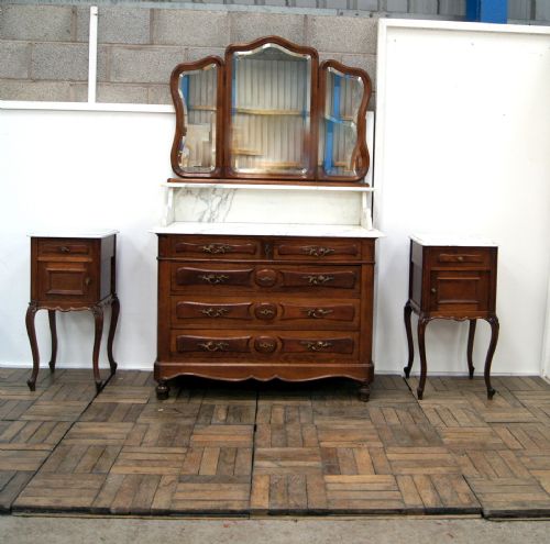 A Good Solid Oak 5 Piece French Bedroom Set