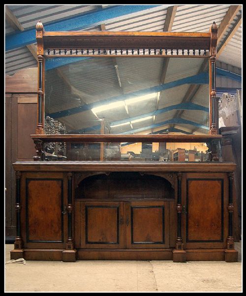 An Imposing, Impressive Large Pollard Oak Aesthetic Movement Mirror Back Sideboard