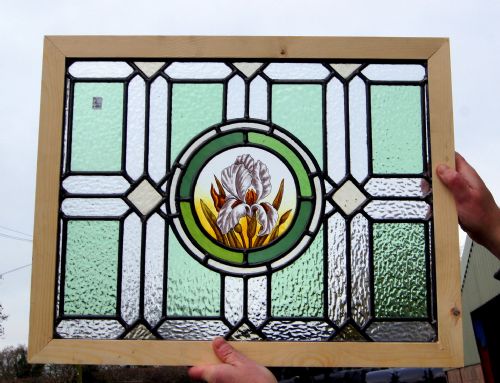 A Fabulous Painted Stained Glass Flower Window