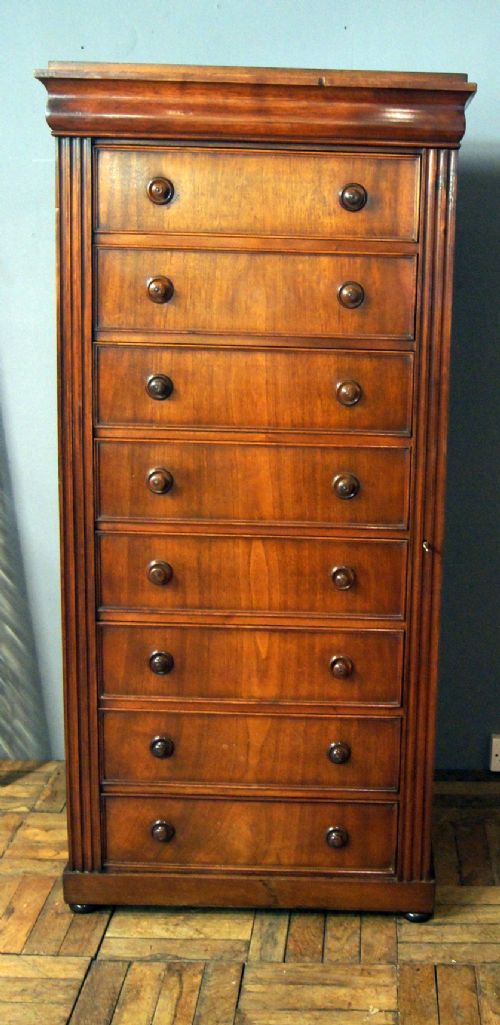 A Substantial Large Walnut Victorian Wellington Chest